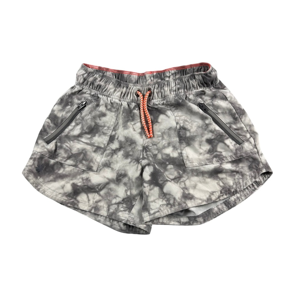 Athleta Girl Size 7 Shorts Gray Tie‎ Dye Athletic Activewear Zipper Pockets